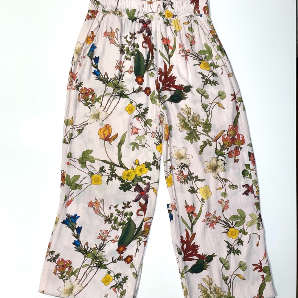 ZARA Multicolor Floral Wide Leg Pants Size MEDIUM